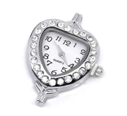 Smykkeur. Hjerte med rhinstene. Platineret. 32 mm